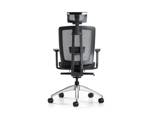 ASSIST premium fileli yönetici koltuğu, arka yan görünümde başlık, bel desteği ve taşıyıcı sırt formuyla çağdaş ofis ergonomisini öne çıkarır.