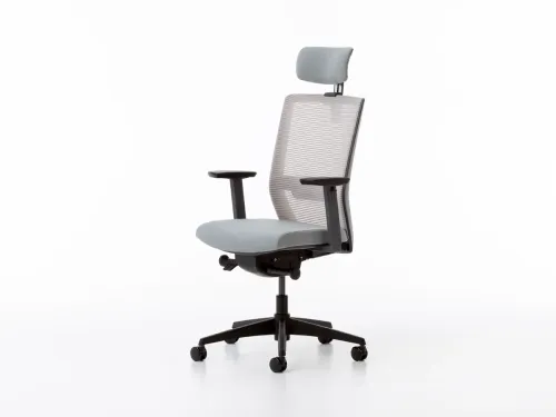 BOLD başlıklı fileli ofis koltuğu, siyah plastik ayak ve çerçeve yapısı, gri file sırtı ve açık gri oturumuyla yoğun iş günlerinde ergonomik destek sunar.