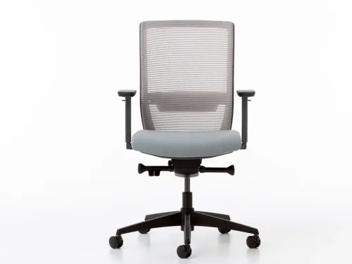 BOLD fileli ofis sandalyesi, F701 gri file sırtı, BL2324 açık gri oturumu ve siyah plastik ayak yapısıyla yoğun kullanım için dengeli ergonomi sunar.
