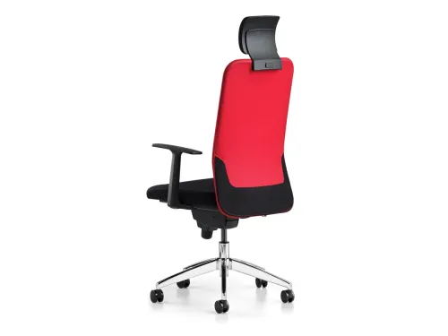 COMFY yönetici ofis koltuğu, FDR102 turuncu sırt vurgusu, siyah oturum alanı ve alüminyum ayağıyla çağdaş yönetici alanlarına dinamik bir görünüm kazandırır.