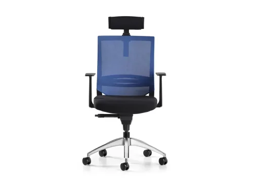 COZY başlıklı ofis koltuğu, BL2327 siyah oturumu ve mavi file sırtıyla modern ofislerde dinamik ama kontrollü bir yönetici koltuğu görünümü sunar.