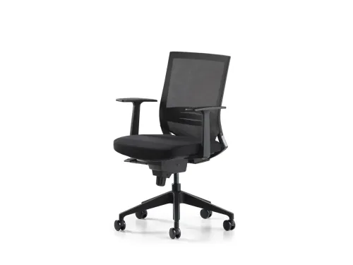 COZY ergonomik ofis koltuğu, FDR110 siyah oturumu ve F503 siyah file sırt yapısıyla profesyonel ofislerde net, sade ve güçlü bir görünüm sunar.