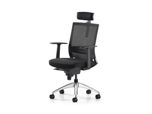 COZY fileli ofis koltuğu, siyah oturum ve siyah file sırt bütünlüğüyle modern çalışma alanlarında sade, güçlü ve kontrollü bir görünüm sunar.