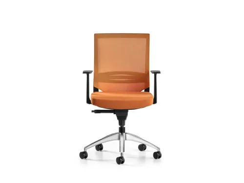 COZY modern ofis koltuğu, FDR102 turuncu oturum ve F504 turuncu file sırt bütünlüğüyle nefes alabilen, canlı ve çağdaş bir kullanım sunar.