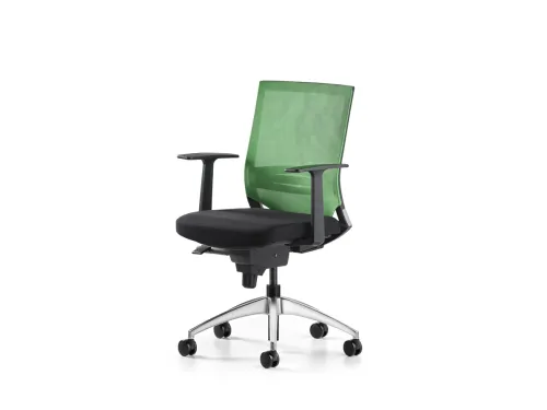 COZY renk alternatifli ofis koltuğu, F501 yeşil file sırtı ve FDR110 siyah oturumuyla modern ofislerde canlı ama dengeli bir konfor sunar.