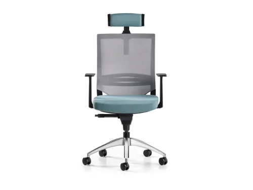 COZY yönetici koltuğu, BL2334 mint yeşili oturumu, başlığı ve F505 gri file sırt yapısıyla seçici ofis alanlarına ferah bir konfor sunar.