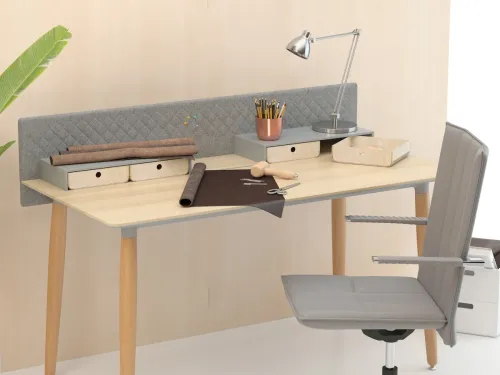 Ahşap ayaklı ERA Home, keçe paneli ve portatif depolama düzeniyle premium ev için çalışma masası arayanlara sıcak ve dengeli bir çözüm sunar.