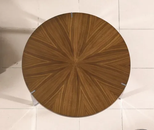 Gaudi VIP makam sehpası. Modern ceviz konsol takımı ve minimal ofis dekorasyon ürünleri ile uyumlu oval form ceviz detayları.