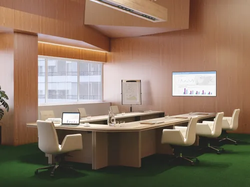 LEVELS U toplantı masası, sunum ekranı, teknik erişim ve sümenli yüzeyleriyle odaklı kurul görüşmeleri için güçlü bir çözüm sunar.