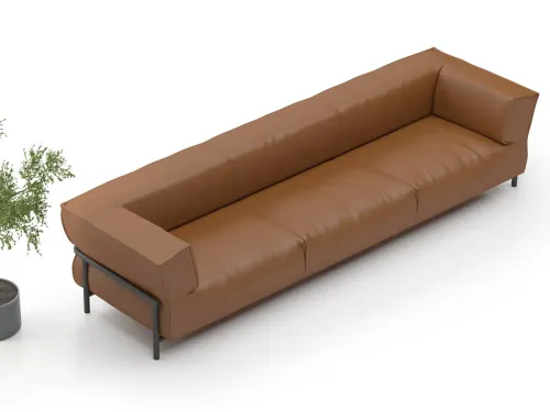 SENA MAYA üçlü kanepe kahverengi suni deri, tek parça gövdesi ve yumuşak hatlı tasarımıyla modern lobi oturma grubu ve ofis lounge koltuğu olarak zamansız denge sunar. Makam ve yönetici misafir koltuğu için ideal.