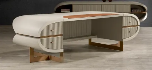 OPAL VIP beyaz masa, metal kadrajlı oval yönetici masası ve lüks meeting desk oval premium ile fonksiyonel sadeliği mimari prestijle birleştirir.