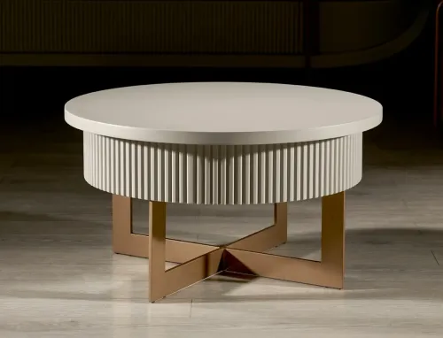 OPAL VIP beyaz sehpa, oval formun minimalist yorumuyla metal çerçeveli ceviz oval masa ve premium ceviz metal executive desk setini tamamlayan zarif bir parça.