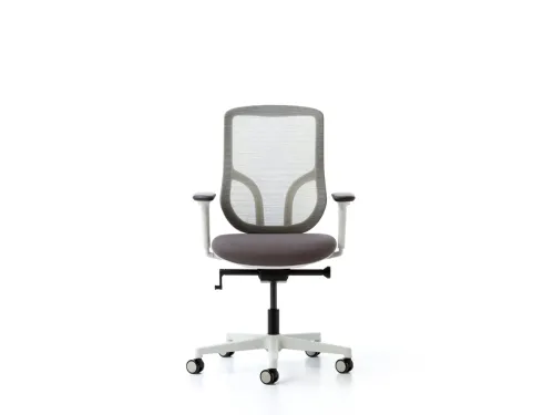 PUNTO gri fileli ergonomik ofis koltuğu, nefes alabilen sırt yapısı, koyu gri oturumu ve beyaz yıldız ayağıyla premium operasyonel konforu öne çıkarır.