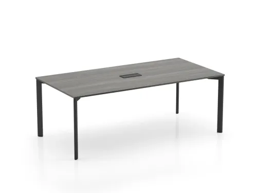 PUZZLE dikdörtgen toplantı masası, Kül Meşe melamin tablası ve siyah metal ayaklarıyla modern ofislerde sade, net ve takım odaklı bir kullanım sunar.