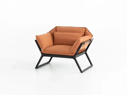 STAY tekli koltuk turuncu kumaş ile modern lounge koltuk ve ahşap ofis kanepe olarak bekleme alanı koltuğu ve kurumsal bekleme koltuğu kategorisinde güçlü bir duruş sergiler.
