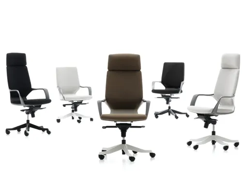 SWAN başlıklı ofis koltuğu, farklı renk ve kabuk seçenekleriyle ofis makam alanlarında sakin, güçlü ve uyumlu bir yönetici konforu sunar.
