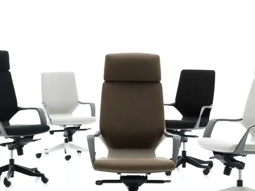 SWAN yönetici ofis koltuğu, açık kahve, siyah ve açık gri renk alternatifleriyle seçici yönetici alanları için dengeli ve çağdaş bir duruş sunar.
